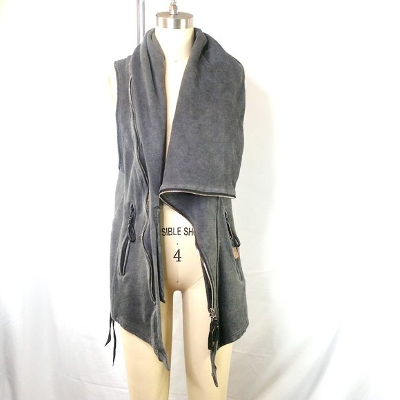 KMRii Rider Vest Long Gray Dystopian Unisex Gilet - Picture 8 of 16